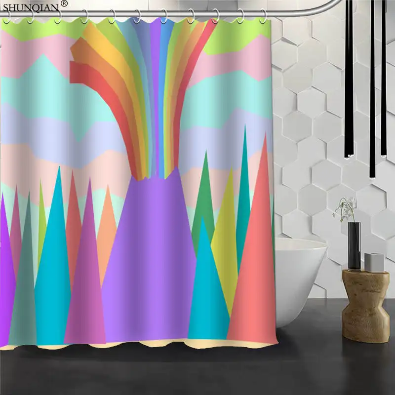 

New Rainbow Colorful Custom Shower Curtain Waterproof Fabric Bath Curtain 180X200cm165X180cm Polyester Fabric Bathroom Curtain