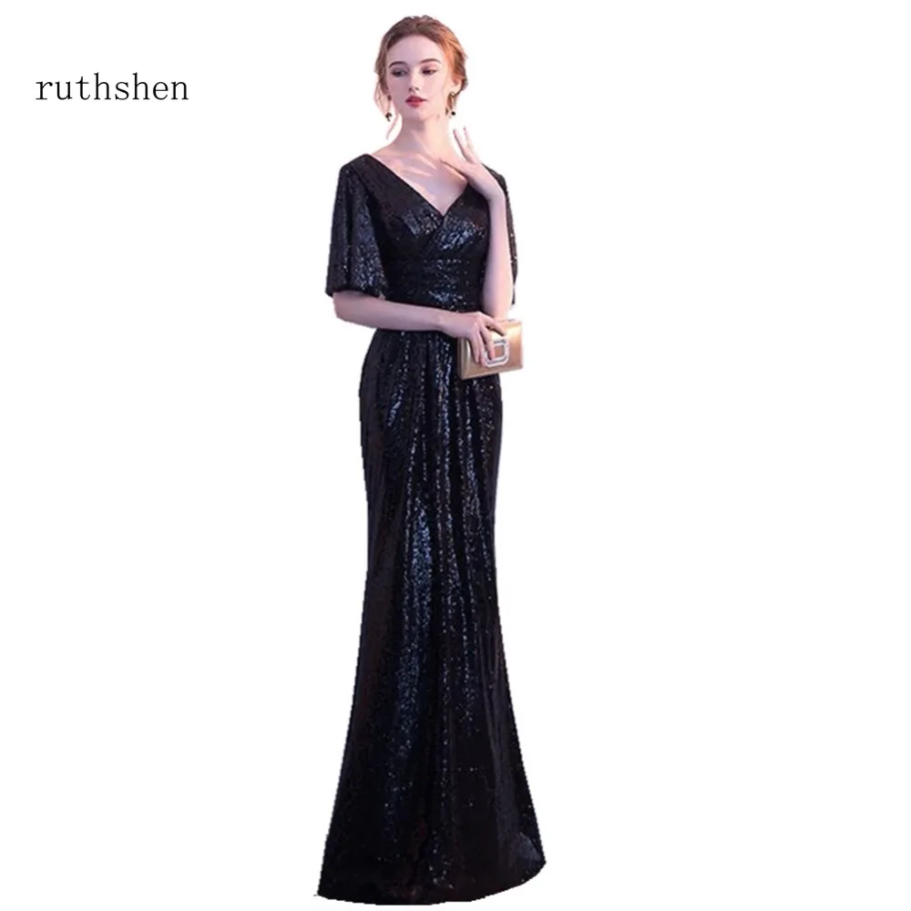 Ruthshen/сексуальные черные вечерние платья с v образным вырезом Новые Вечерние