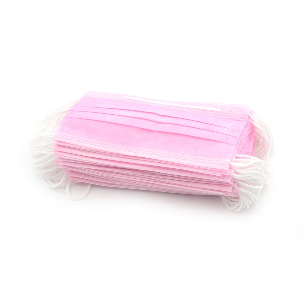 as pic 50pcs 10/50 шт 3-слойные фанерные Анти-пыль одноразовые хирургические медицинские салон сварочная маски со ртом для лица белый/розовый/синий/фиолетовый - Color: as pic 50pcs