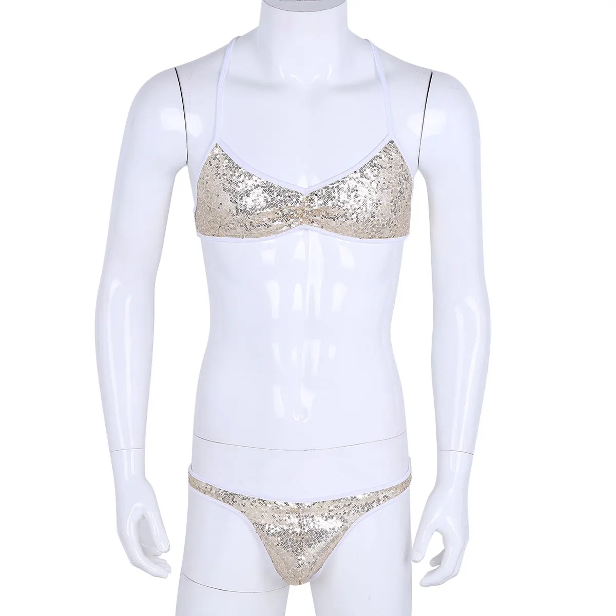 TiaoBug мужской кросс парадный Блестящий Женский комплект бюстгальтер на тонких