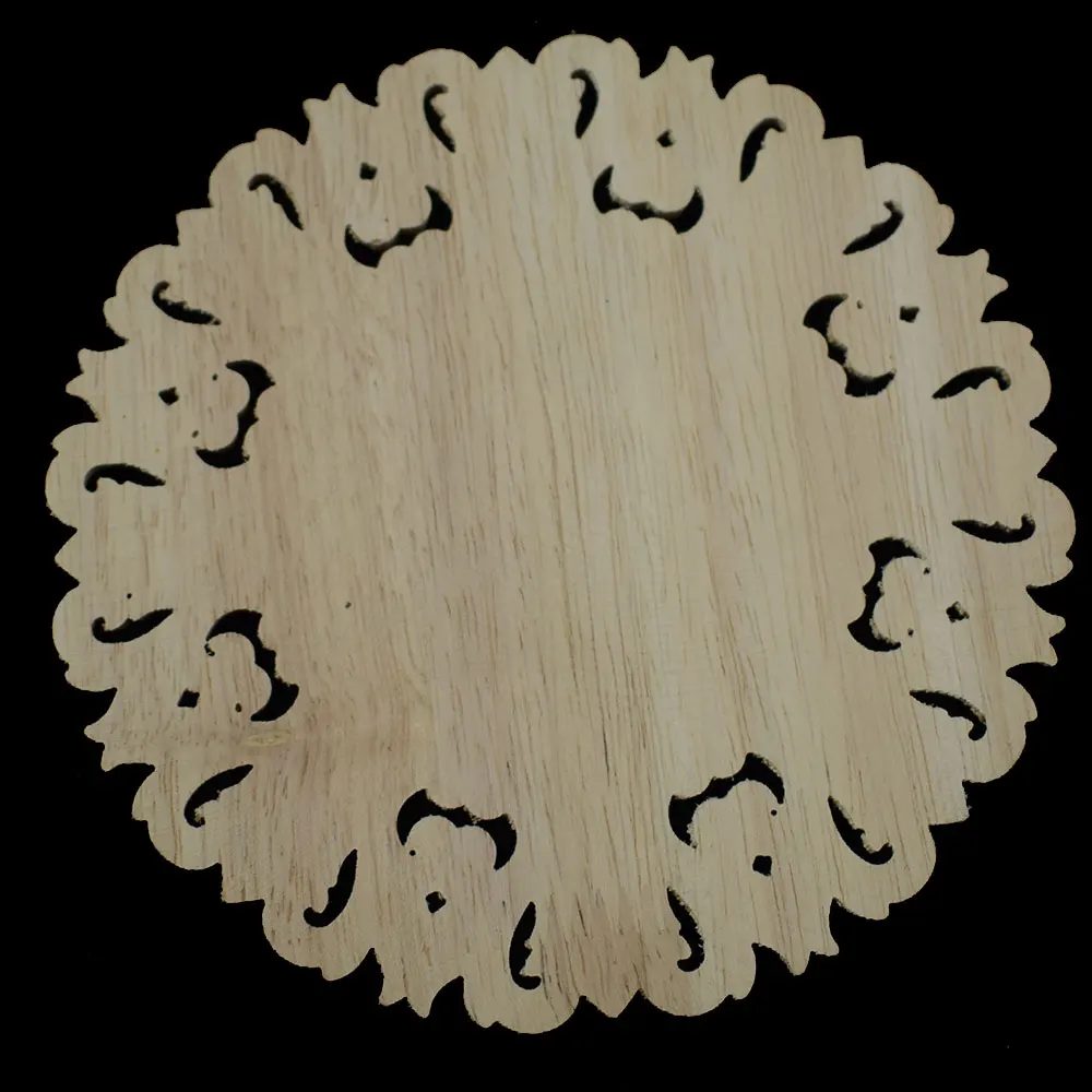 Vintage Flower Pattern Wood Carved Unpainted Oak Round Onlay Applique Plaques Furniture Home Decor | Дом и сад