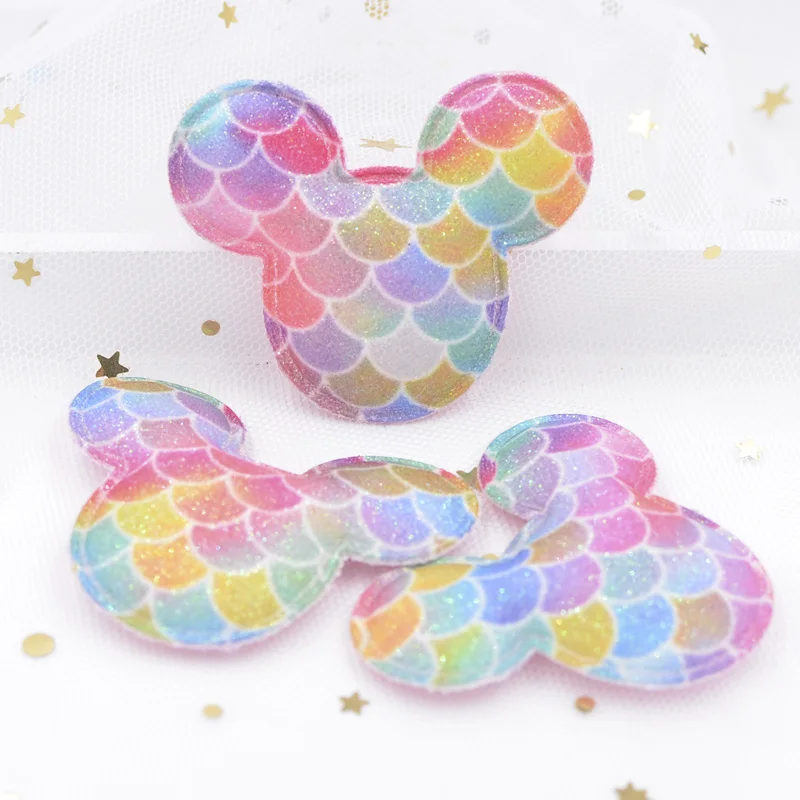 8 шт. блестящие пудры нашивки из ткани чешуя Русалки Радужная Милая Аппликация