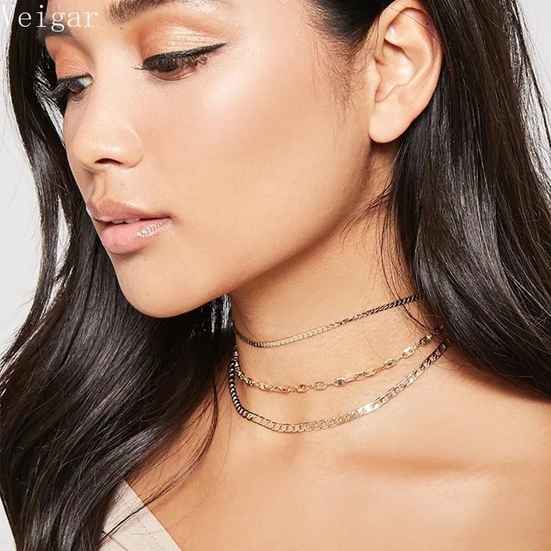 3 шт./компл. колье золотистого и серебряного цвета для женщин простая изящная