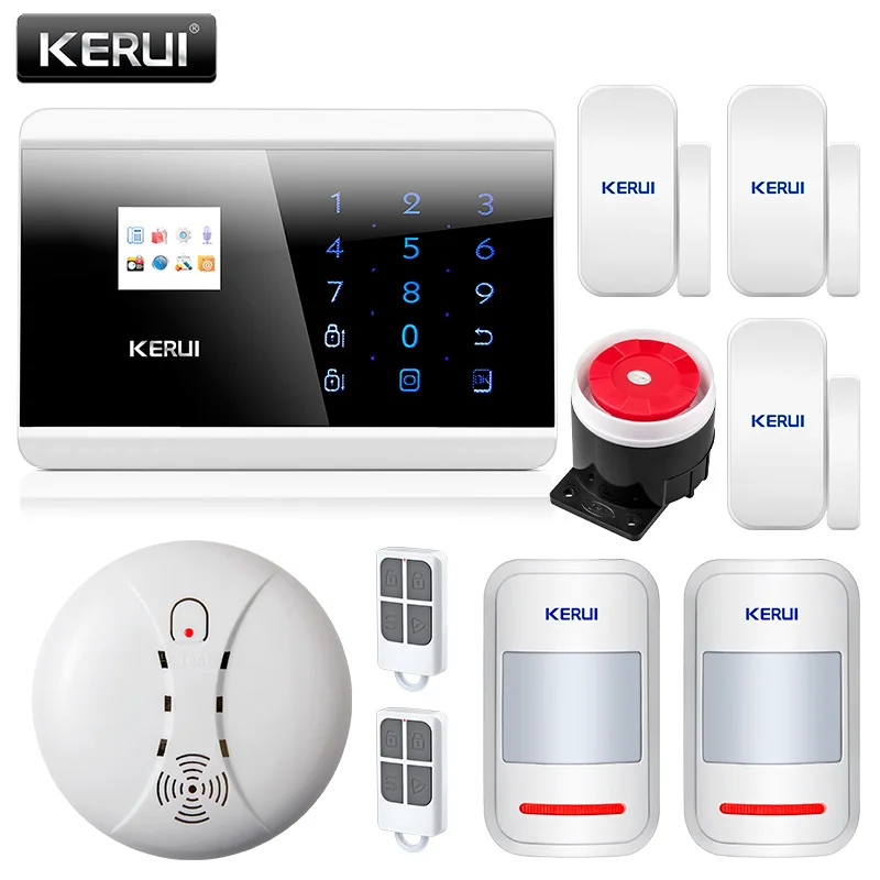 Kit 4 KERUI 8218G Приложение IOS Android GSM PSTN двойная Беспроводная система охранной сигнализации для дома Английский Русский Испанский Французский Голосовая сенсорная клавиатура - Цвет: Kit 4