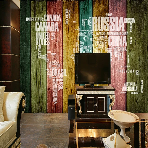 

Custom Size Photo 3D retro colored wooden mural wallpaper coffee shop tea store lounge bar KTV home renovation wallpaper