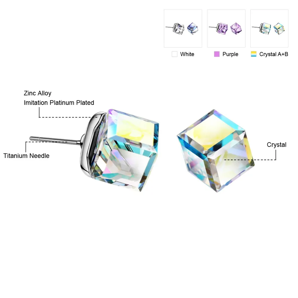 Neoglory Австрия Кристалл титановая игла Стразы модные серьги гвоздики для женщин