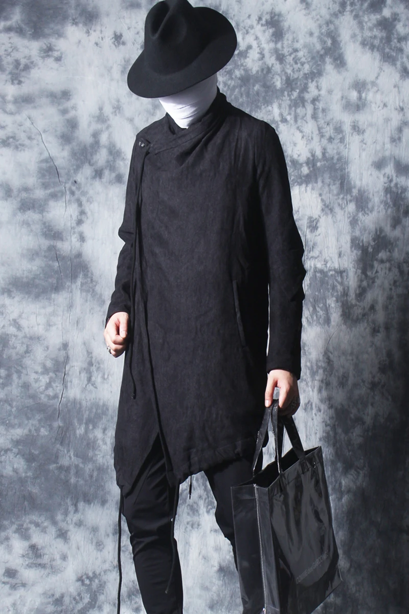 New Windbreaker Men's Long Dark Black Wizard Cloak Coat Robes Trench Coat Men Mens Gothic Fashion Rompeviento Larga Hombre