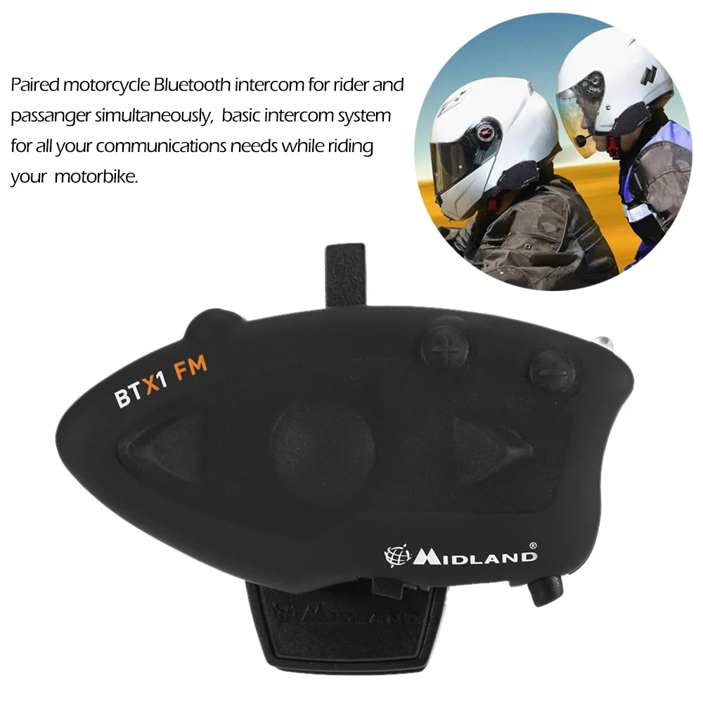 MIDLAND BTX1 мотоциклетный шлем гарнитура Bluetooth домофон Hands-free Interphone FM Rider-to-Passanger домофон для 2 человек