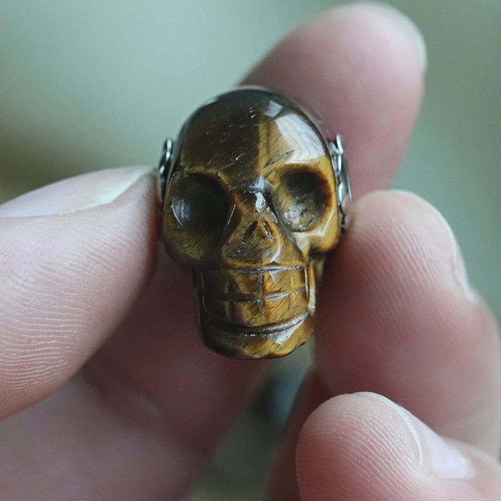 Подвеска Skeletion с черепом ожерелье для женщин и мужчин модное коричневое камнями