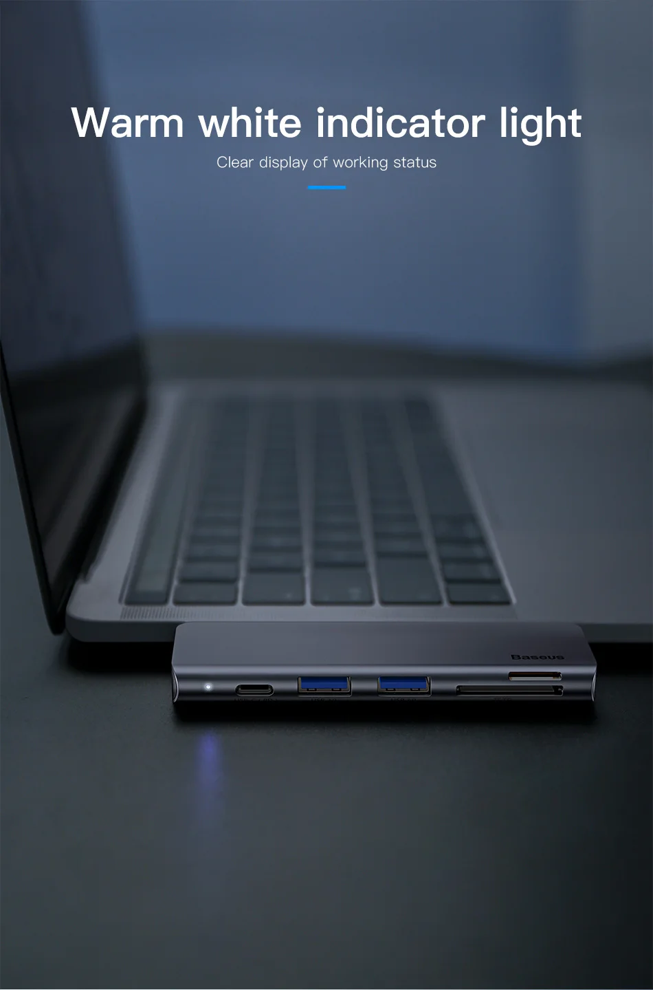 Baseus серый 5 в 1 концентратор адаптер Usb Тип C к USB 3,0*2/SD/TF для Macbook Pro Компьютерный Аксессуар с Тип C Мощность PD