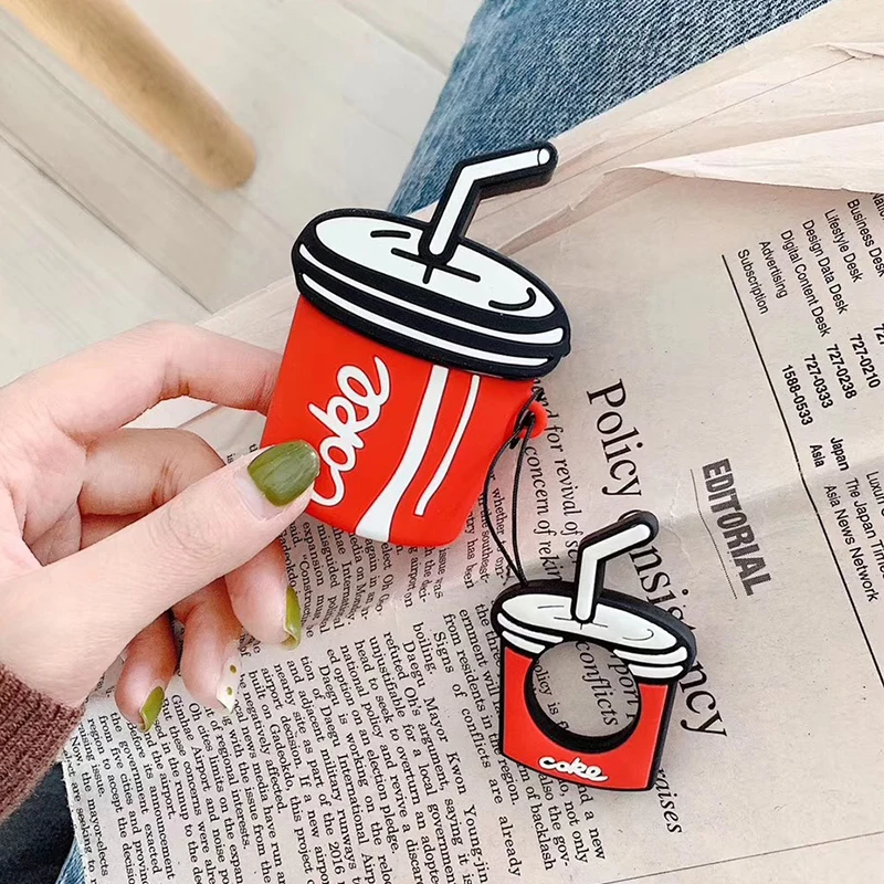 Силиконовый чехол 3D Cola Cup Milk tea с веревкой для защиты от потери аксессуары airpods