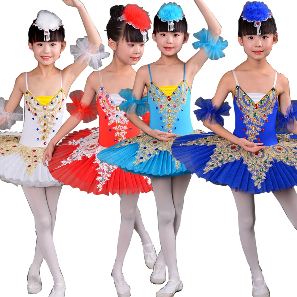 

Colors Kids Sequined Swan Lake dress Ballet Tutu Dancing dress Girls Ballroom Party Dance ware Costumes dress Outfits 110-160