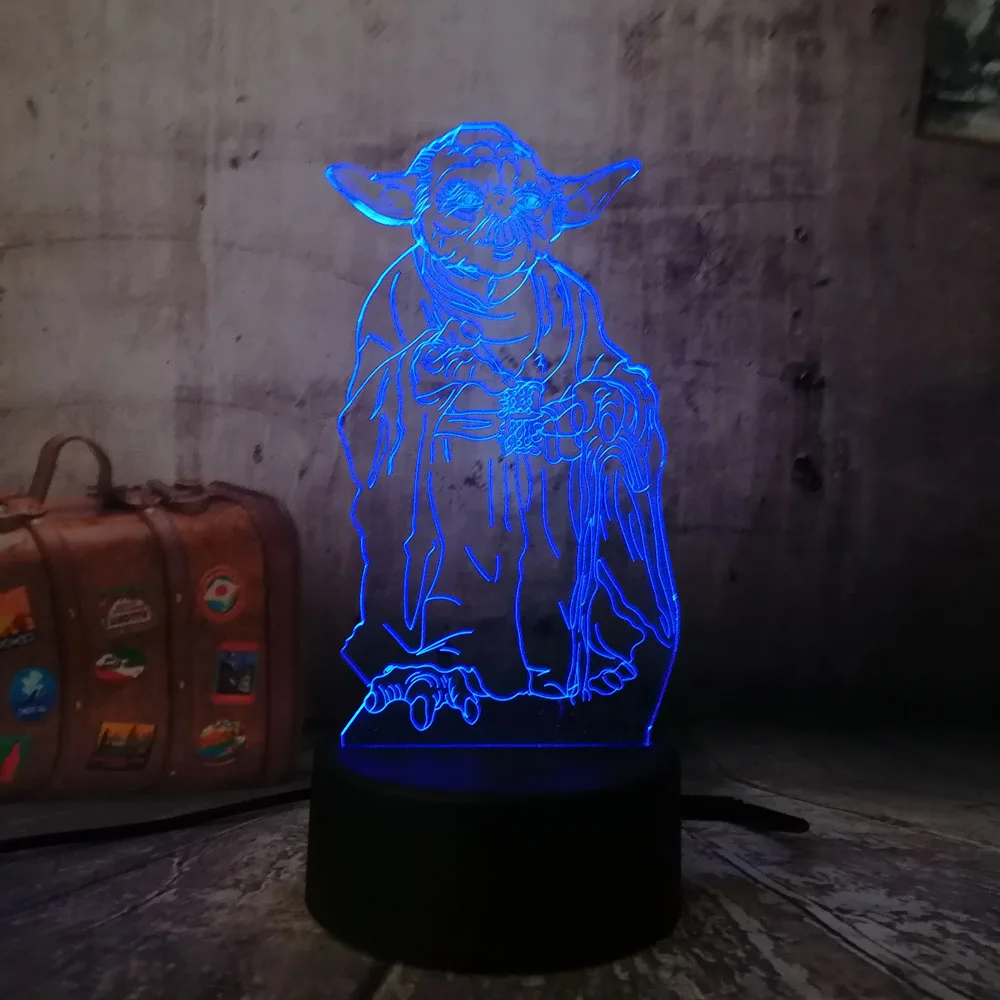 Новинка Новые Звездные войны Мастер Йода светодиодный 3d-ночник настольная лампа RGB 7 цветов изменить мальчиков Игрушка Рождественский подарок декор комнаты Лава