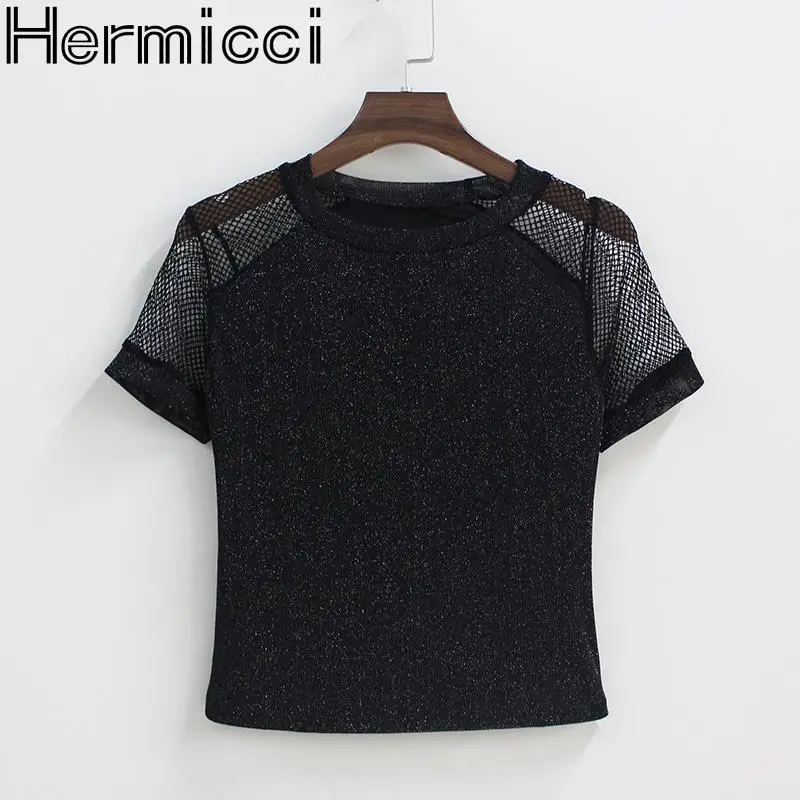 Женская футболка Hermicci Летняя трикотажная с коротким рукавом и круглым