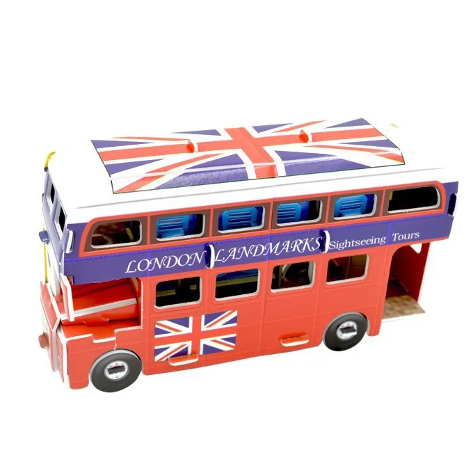 Трехмерная модель двухслойного автобуса детская креативная сборная игрушка