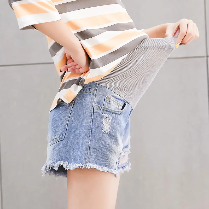 Летние Короткие джинсы с кисточками для беременных штаны Одежда шорты живота