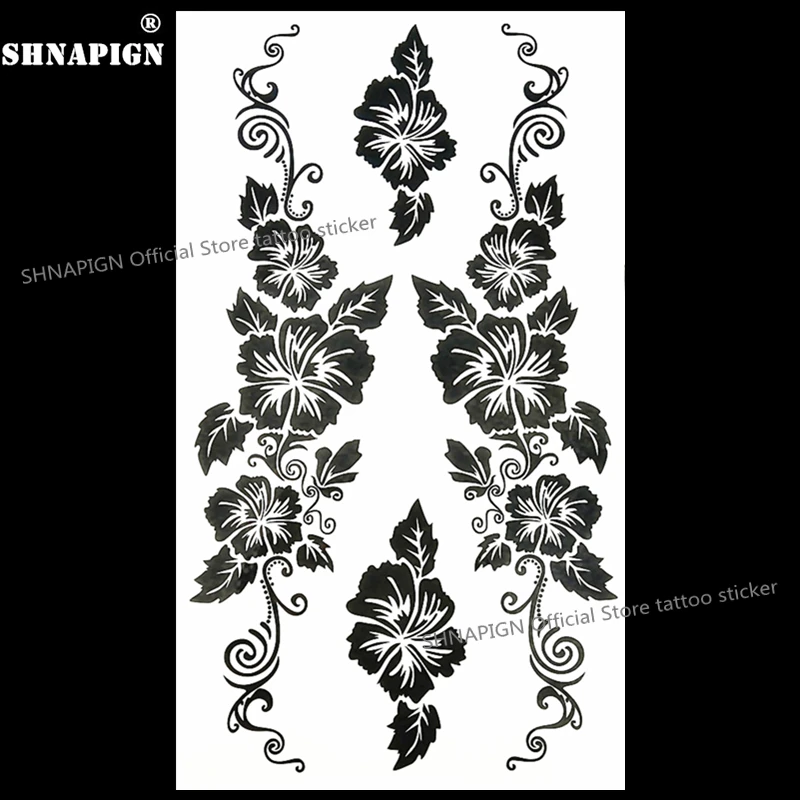 SHNAPIGN черная лоза цветок временная татуировка боди арт рука флэш тату наклейка s