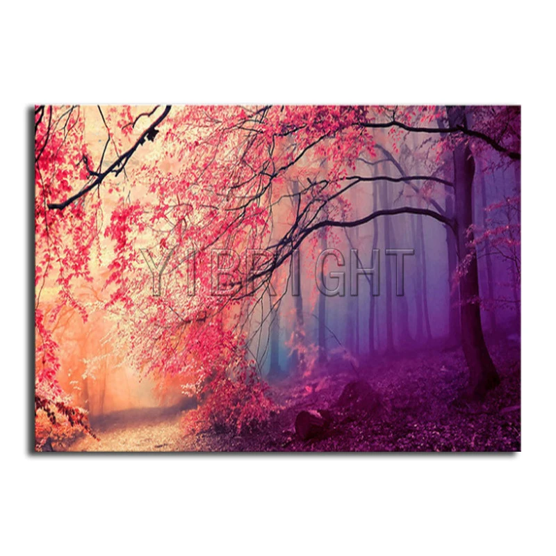 

Full Square Diamond painting tree Full Round Diamond embroidery Cross stitch forest DIY 3D Diamond mosaic landscape