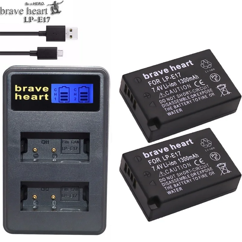 Brave heart 4x Bateria LPE17 LP E17 LP-E17 батарея+ ЖК-зарядное устройство батарея для Canon EOS M3 750D 760D T6i T6s 8000D Kiss X8i камера