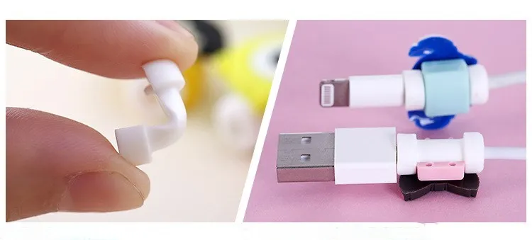 Keithnico 100 шт. кабель протектор Мультфильм USB данных зарядное устройство кабель Saver протектор для iPhone 5 5S 5c 6