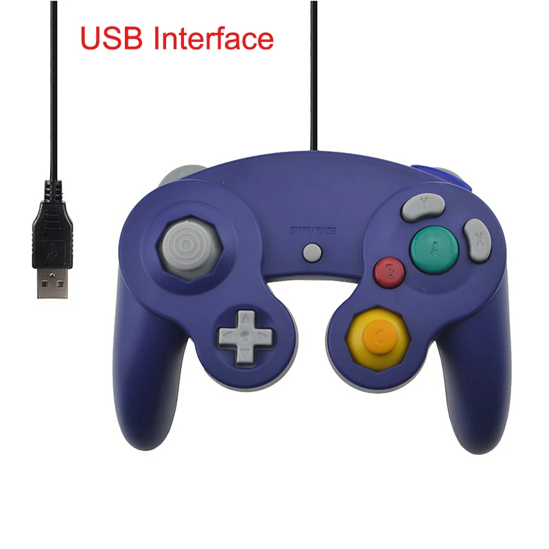 Для Gamecube контроллер USB проводной ручной джойстик для NAND для NGC GC контроллер для MAC компьютера ПК геймпад - Цвет: USB Interface Blue