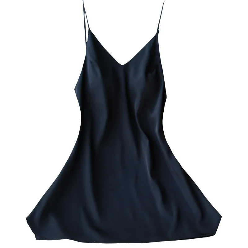 Простая Сексуальная женская шелковая ночная рубашка Однотонная имитация шелка