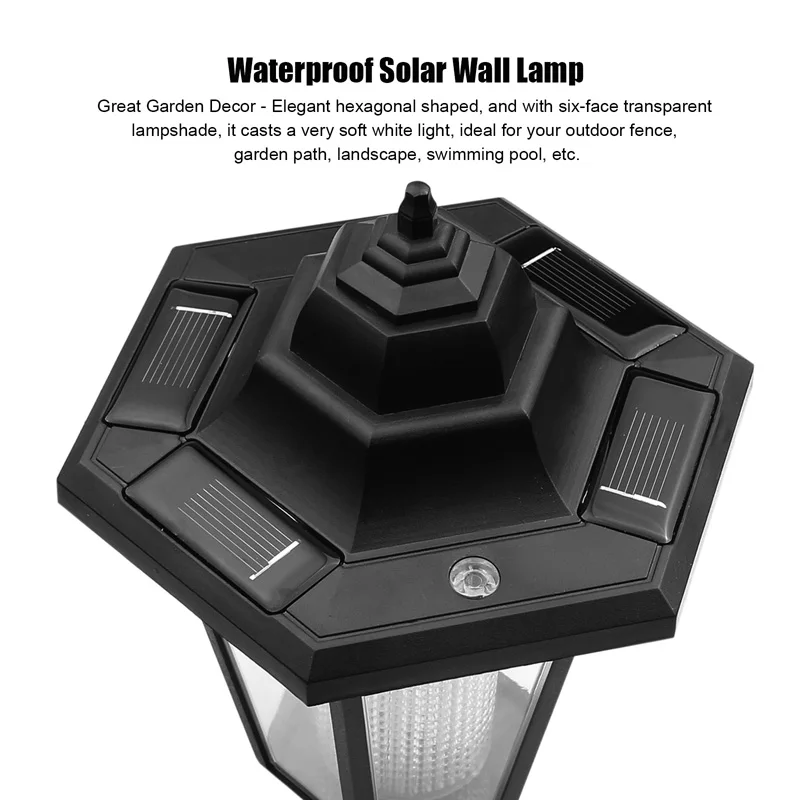 Уличный настенный светильник на солнечной батарее 1000 мАч|lamp black|lamps plus led lightslighted