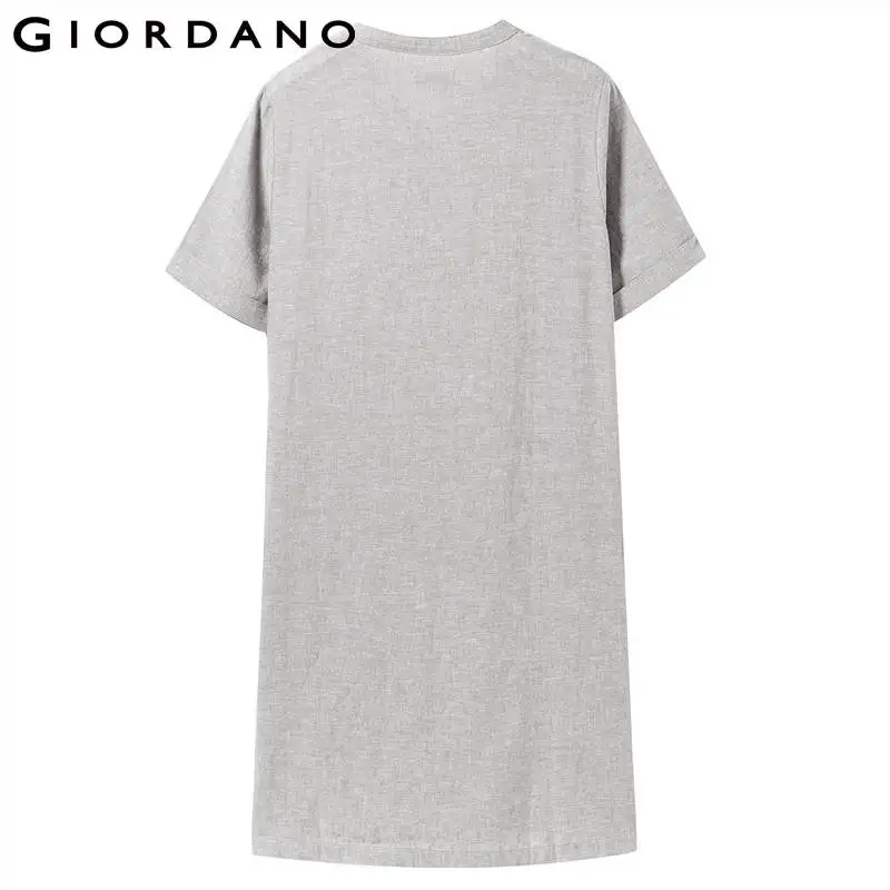 Giordano/женское летнее платье женское крутое льняное Хлопковое с короткими