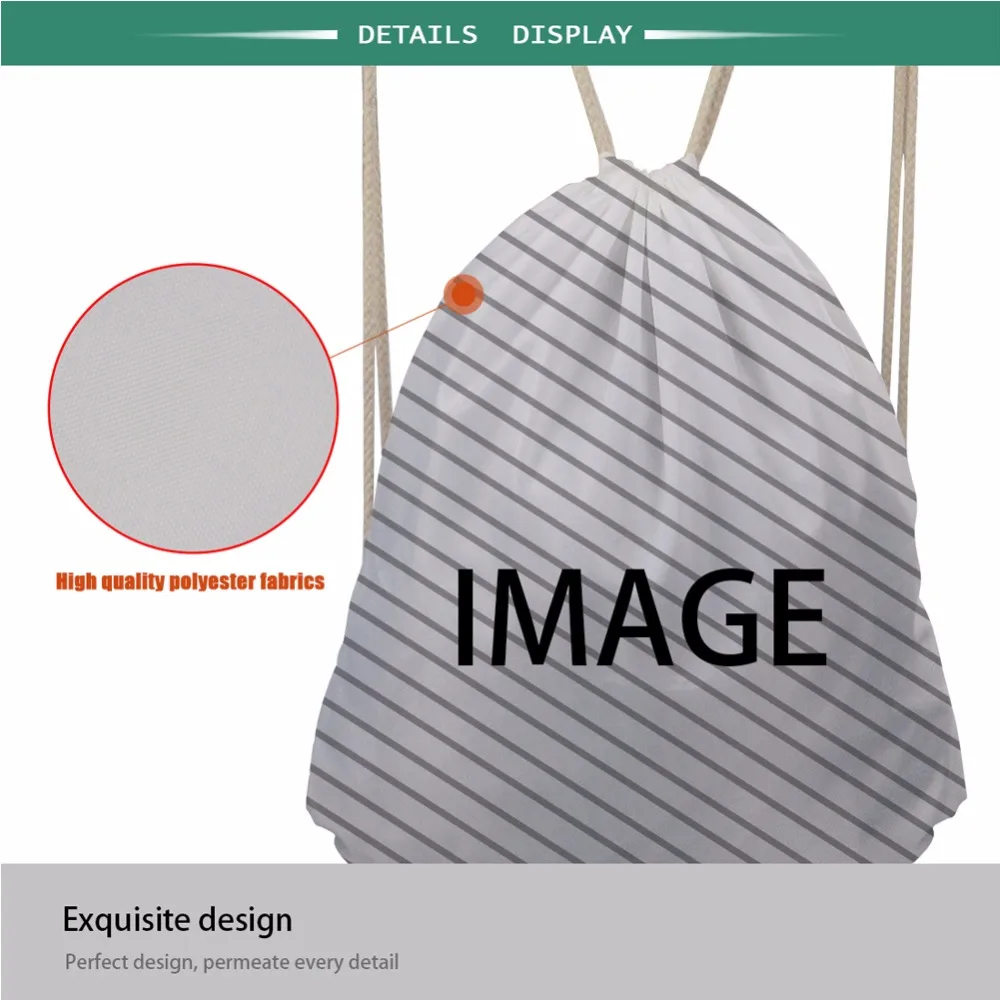 Мгновенные черные джинсовые 3D мопса с принтом спортивные сумки на шнурке рюкзак