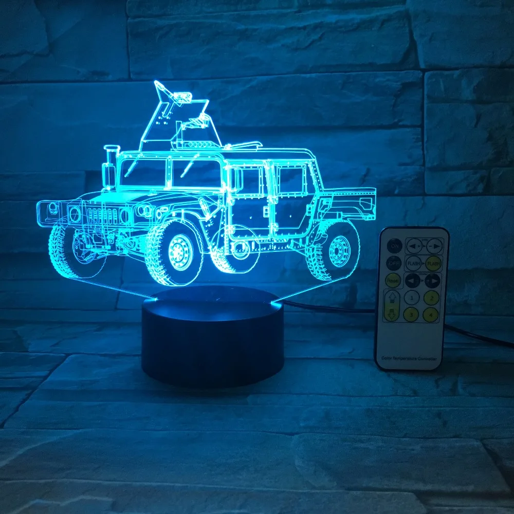 Военный грузовик автомобиль 3D Оптическая иллюзия настосветильник лампа