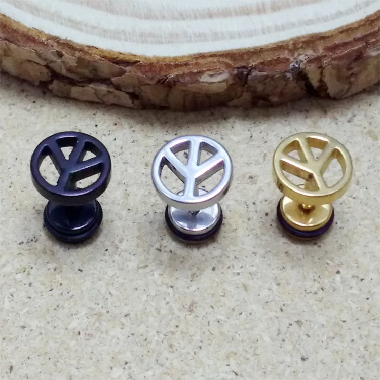 Модные круглые серьги гвоздики в стиле панк из нержавеющей стали золотого и