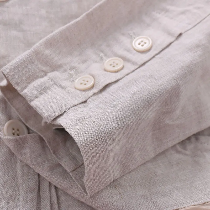 Мужская льняная куртка с длинным рукавом Повседневная белая из чистого льна