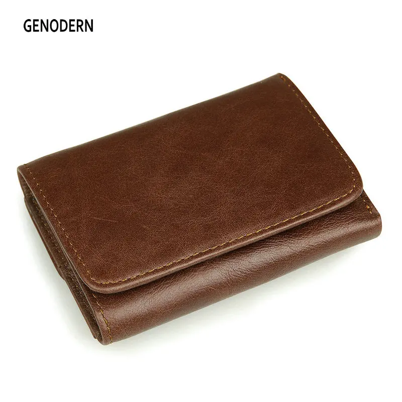 Мужской кошелек GENODERN 100% из бычьей кожи винтажный корейский многофункциональный