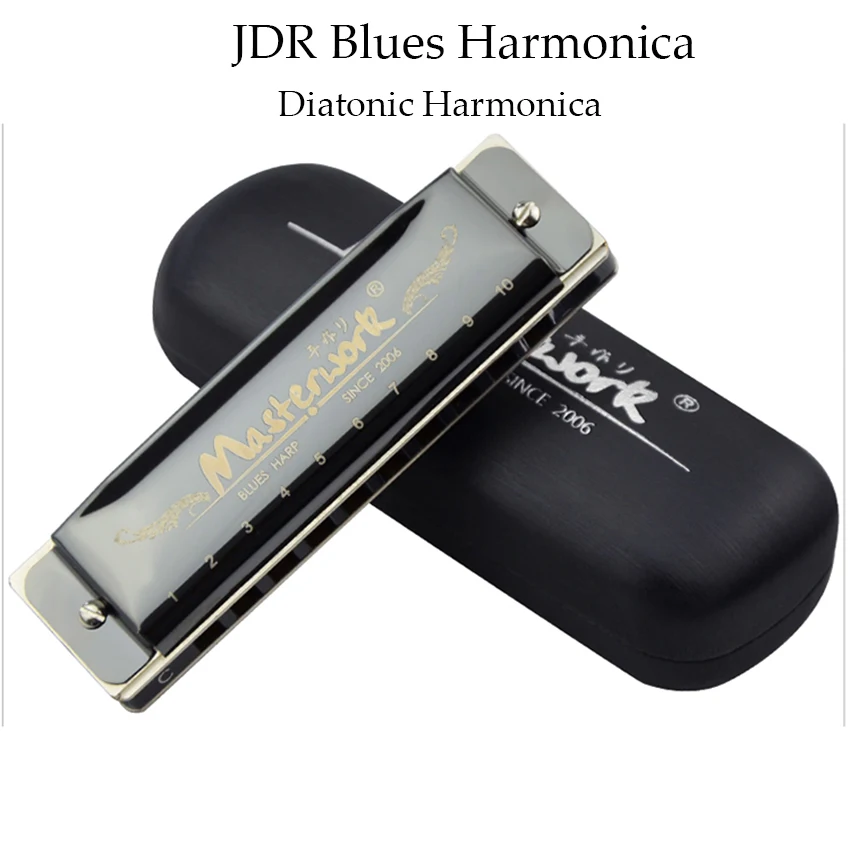 Instrumento de Vento Presentes para Crianças Gaita Diatônica Buracos Harpa Blues Preto Profissional Boca Órgão c Chave Adultos Jdr 10