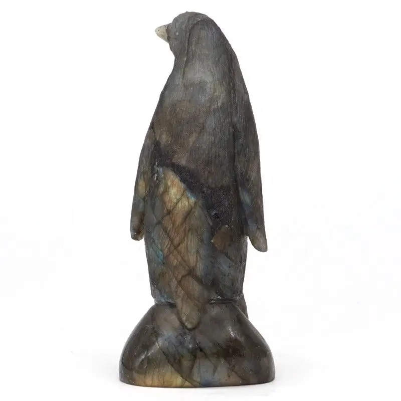 Penguin Natural Labradorite Animal Totem Statue Stone Sculpture Home Decor 4.33" | Дом и сад