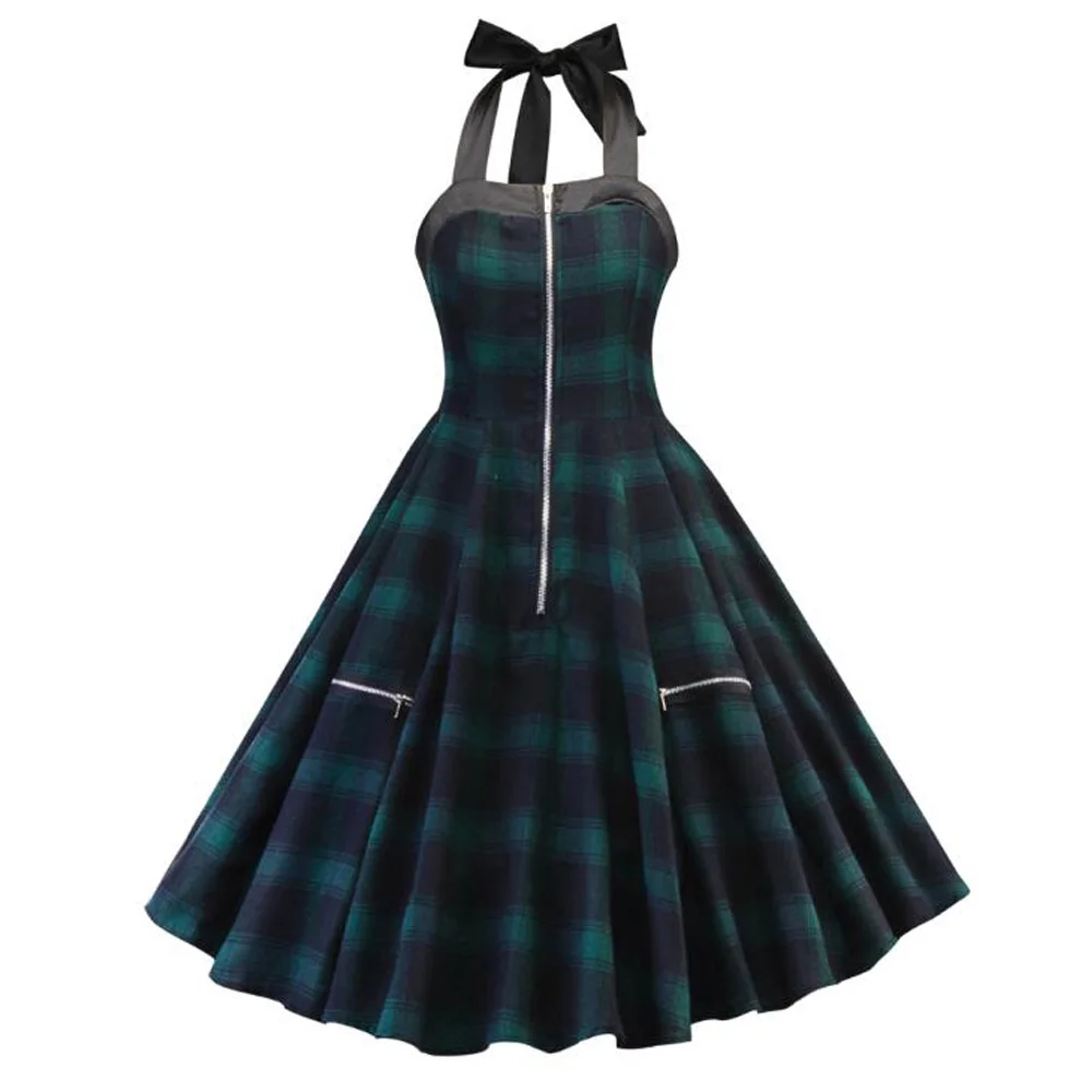 Женские платья 2021 летнее платье с лямкой на шее детское клетчатое винтажное