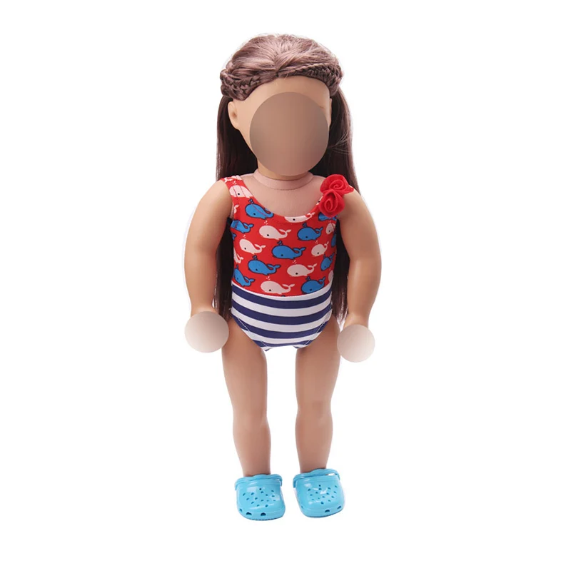 

18 inch Girls doll clothes Cute dolphin print swimsuit jumpsuits American new born dress Baby toys fit 43 cm baby dolls c180