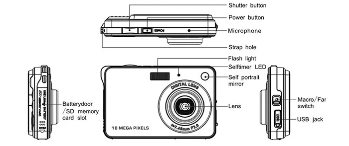 Оригинальный Amkov CDC3 2 7 дюймов TFT экран 1080 P 18MP CMOS 3MP Anti Shake цифровая видеокамера