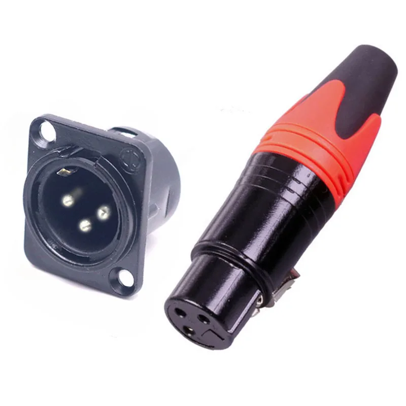 Orange-F(5 Sets) 5 компл./лот 3-контактный разъем XLR 5 шт. мужской+ 5 шт. Женский 3 полюса XLR Panle Mount женский/мужской разъем в розетку микрофон микрофонный адаптер - Цвет: Orange-F(5 Sets)