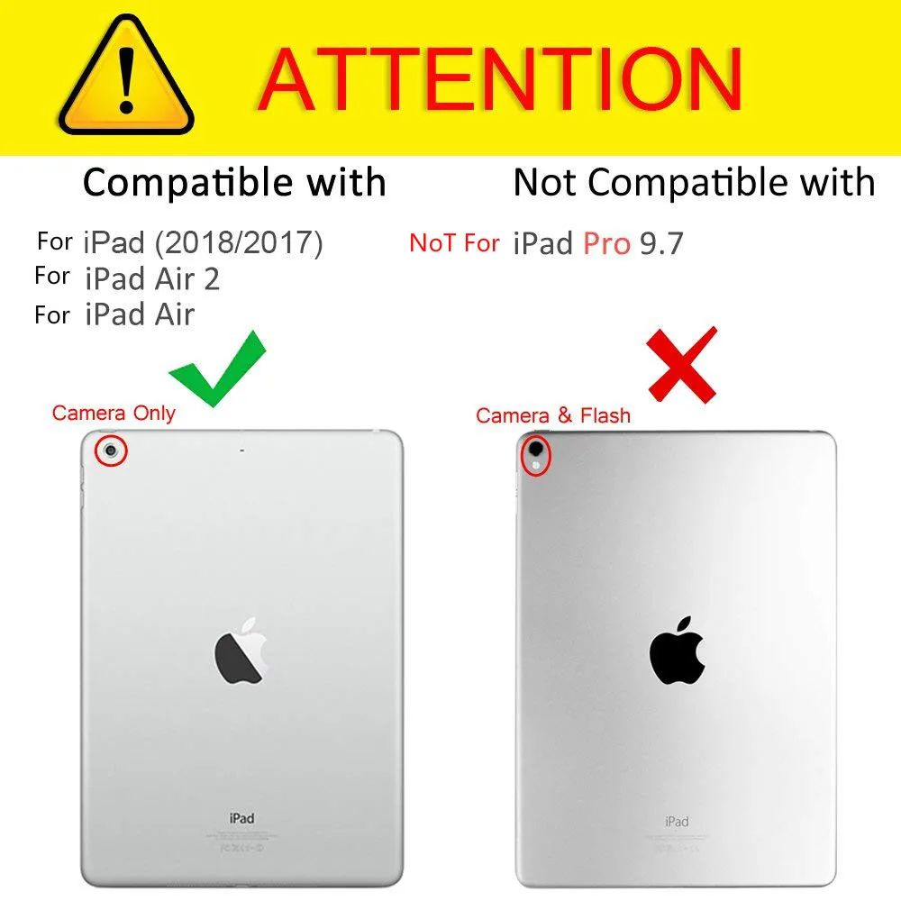 Чехол для iPad 2017/2018 9 7 дюйма с подставкой бабочкой стилусом карандашом + отделением
