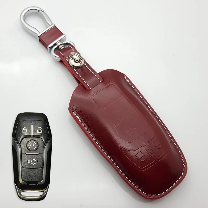 Кожаный чехол для ключа Ford 2014 2015 2016 Mendeo fusion F150 Explorer Taurus Mustang Edge|leather key cover|ford coverford