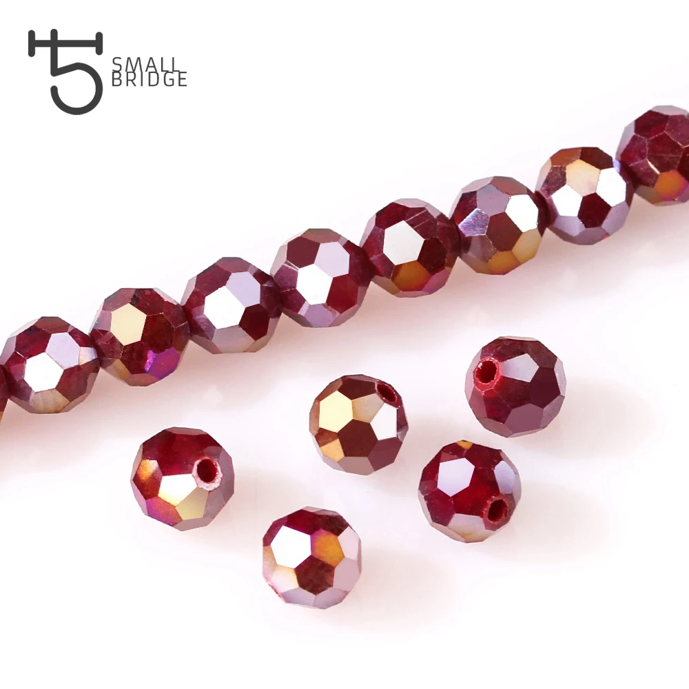

4 6mm Czech Faceted Red Glass Round Beads for Jewelry Making Women Bracelet Diy Perles Crystal Spacer Beads Wholesale Z161
