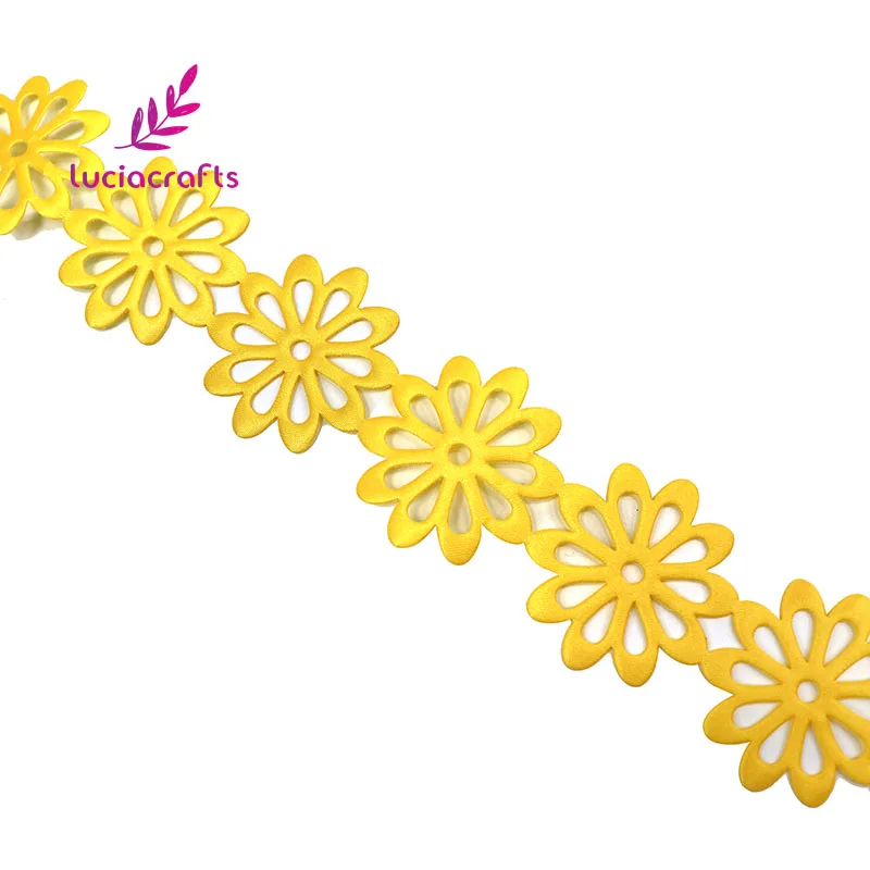 Lucia crafts 2y/лот 40mm многослойный Цвет выдалбливают ленты с цветами Швейные изделия ручной работы отделка кружевом Украшение Аксессуары P0702 - Цвет: Yellow