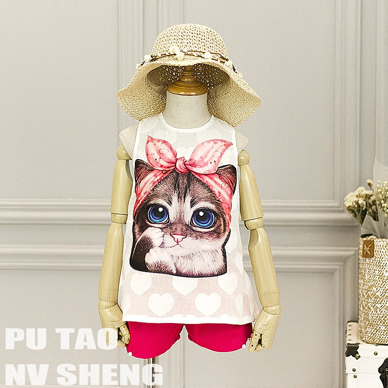 Plus Size Family Matching T Shirts+pants Mommy and Me Mother Daughter Clothes Sets Suit Look Pajamas Cat Print Clothing | Мать и ребенок