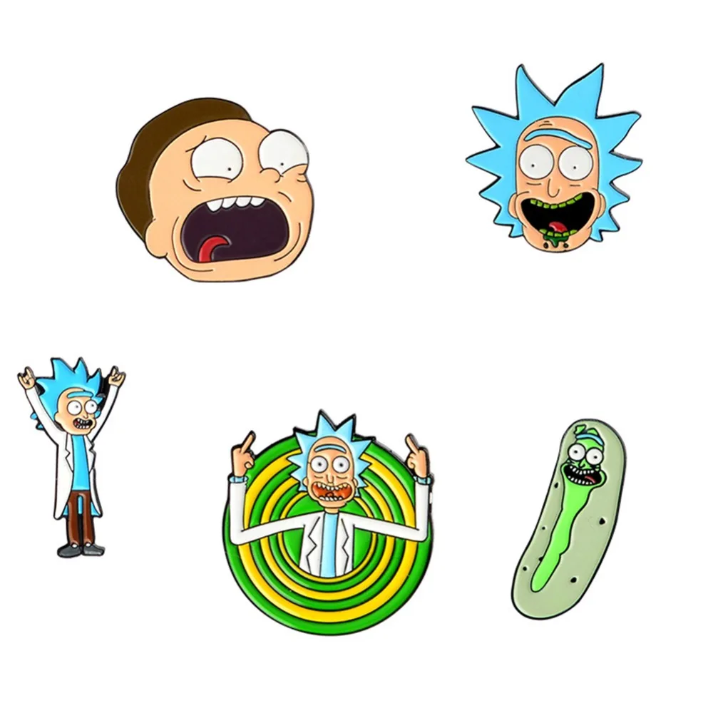 Рик и Морти классический мультфильм значки Стиль эмалью значок кнопки брошь