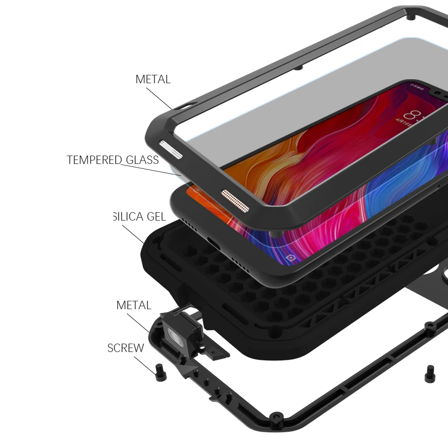LOVE MEI металлический водонепроницаемый чехол для Xiaomi mi 8 противоударный телефона
