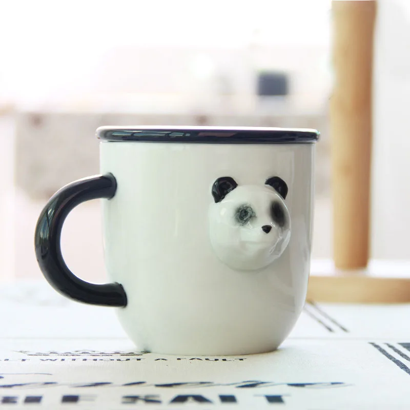 3D стерео ручная роспись милые животные чашка большая емкость с крышкой кофейная