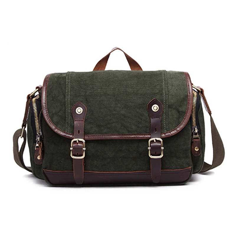 Мужская сумка через плечо из хлопчатобумажной ткани и кожи | Багаж сумки