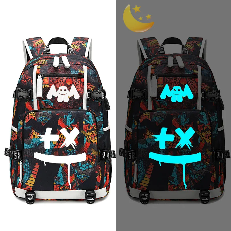 Style E DJ Marshmellow школьные сумки стиль USB зарядные рюкзаки школьные сумки для студентов дорожные сумки на плечо сумка для ноутбука Дети Женщины и мужчины - Цвет: Style E