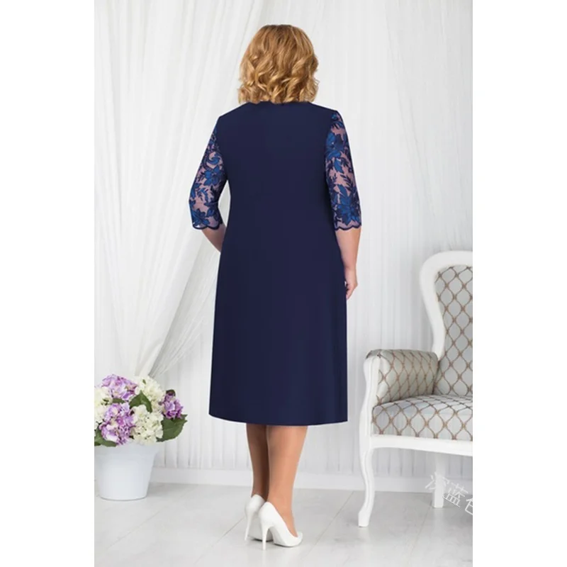 Размера плюс платья для женщин 4xl 5xl 6xl красный темно синий большие размеры